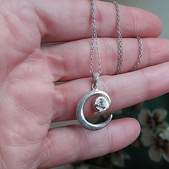 925 Sterling Silver Chain Necklace With Embellished C Initial Pendant - Picture 15 of 17